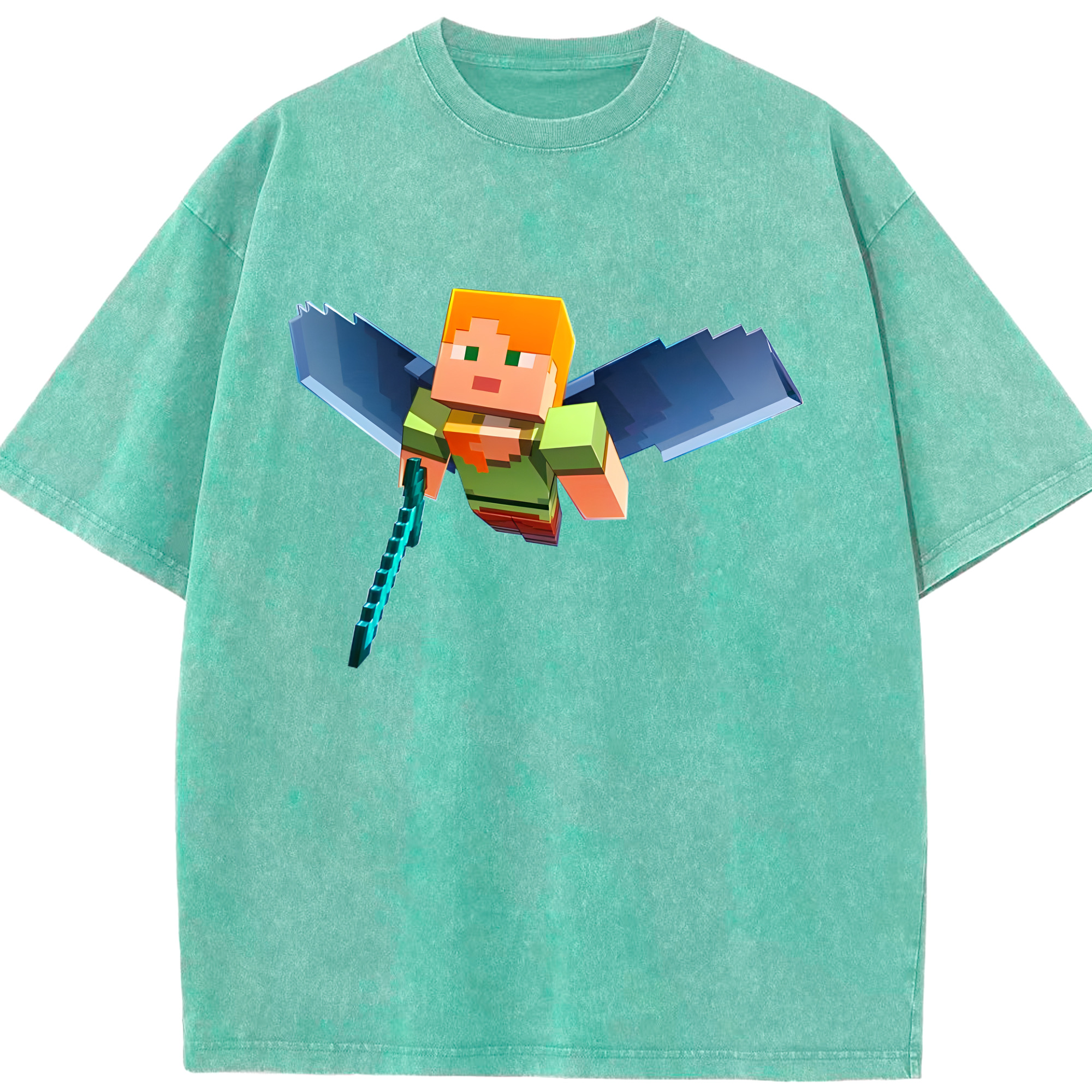 （画像用） マインクラフト ブロックの世界 Minecraft MC Block world 綿100% ヴィンテージ風 半袖Tシャツ（フロントプリント）